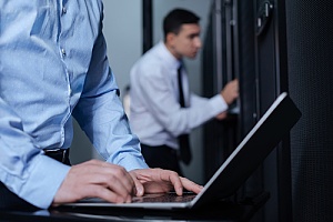 Tech workers installing security architecture 