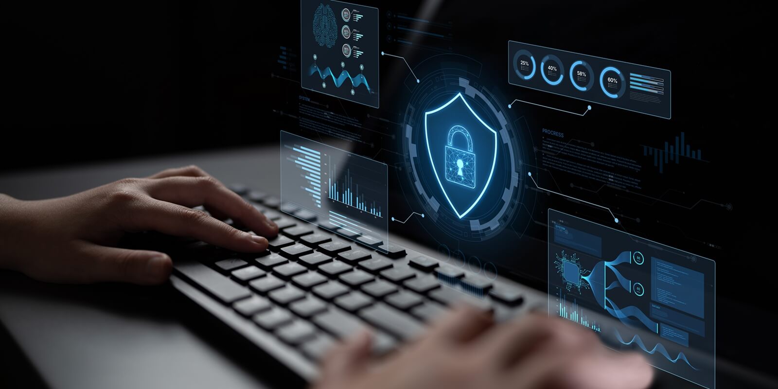 futuristic cybersecurity dashboard for a Security Operations Center (SOC)